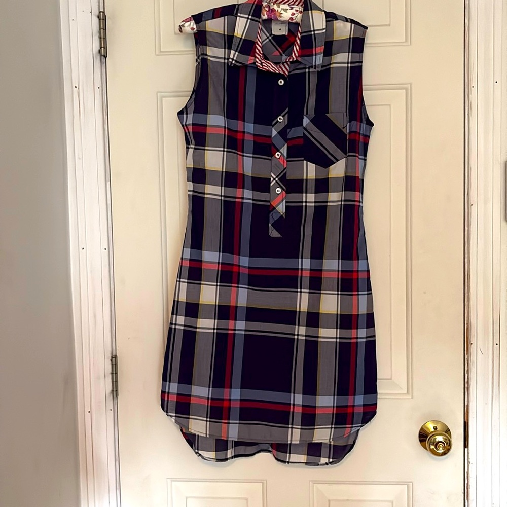 Billy Reid Plaid A-line Sleeveless Summer mini dress